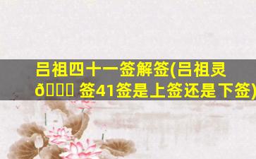 吕祖四十一签解签(吕祖灵 🐋 签41签是上签还是下签)